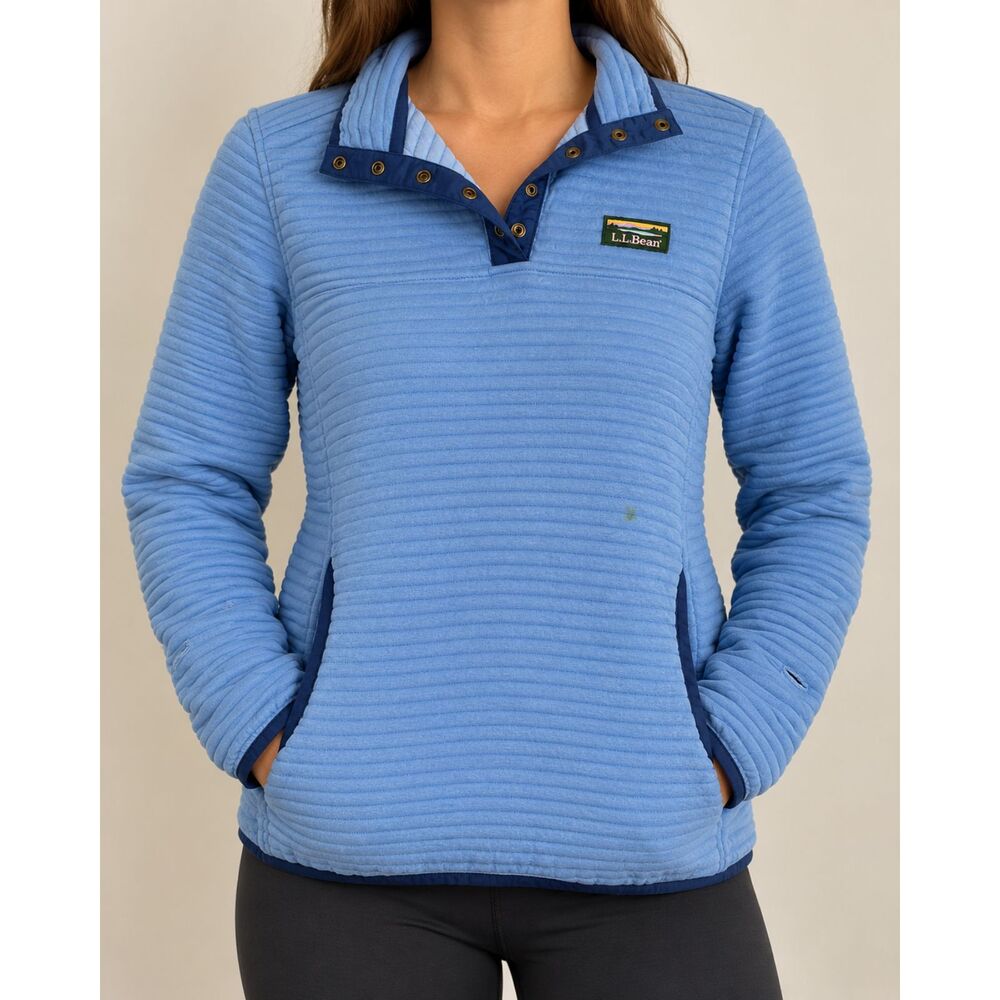 Blue Quilted Snap Pullover